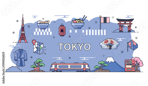 Tokyo icons: landmarks, cuisine, culture and transportation