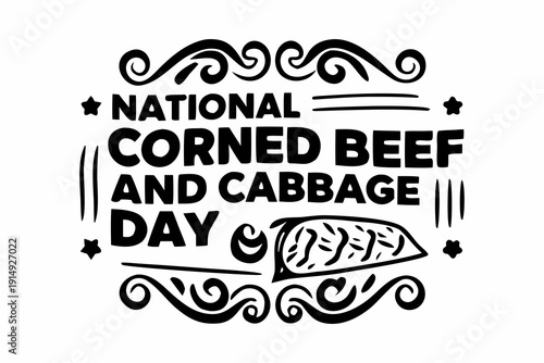 NATIONAL CORNED BEEF AND CABBAGE DAY vector illustration isolated on white background