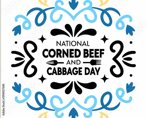 Classic Corned Beef and Cabbage Plate Vector Art for National Celebration Day