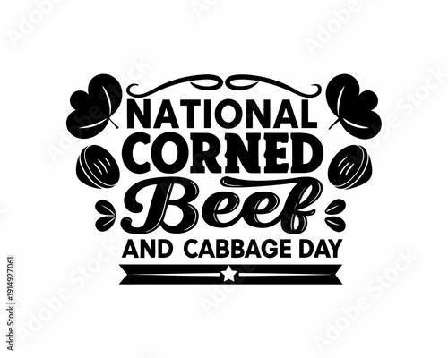NATIONAL CORNED BEEF AND CABBAGE DAY vector illustration isolated on white background