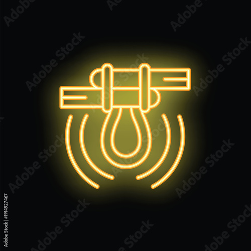 Neon sign of a water leak from ceiling with damaged plasterboard and droplets