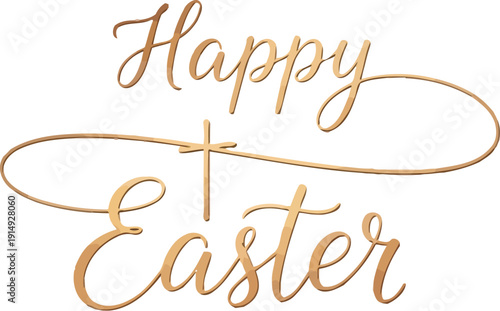 Elegant gold script lettering featuring a delicate cross design wishing everyone a beautiful and joyous celebration of the Christian holiday Easter