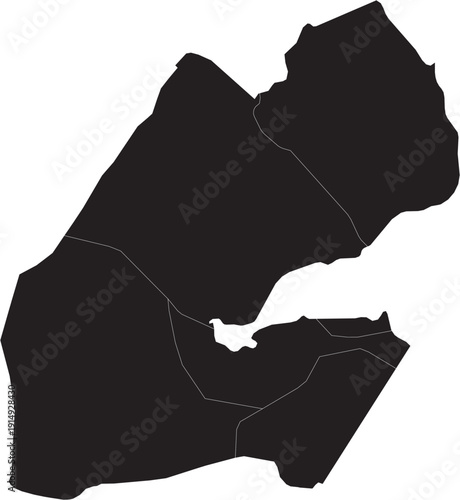 Map of Djibouti with Administrative Jurisdiction Regions Editable Design Vector