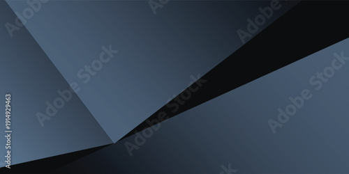 Modern black blue abstract background. Minimal. Color gradient. Dark. Web banner. Geometric shape. 3d effect. Lines stripes triangles.