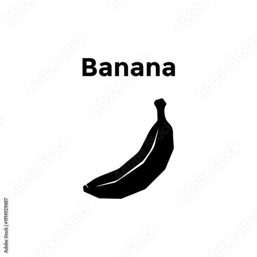 clean banana fruit silhouette with solid black minimalist style for tropical product identity.