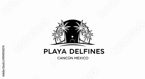 A black and white logo depicts a crescent moon with palm trees