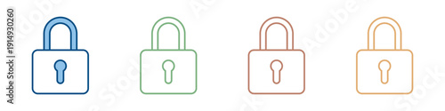 Padlock Icon Set Multiple Style Collection 