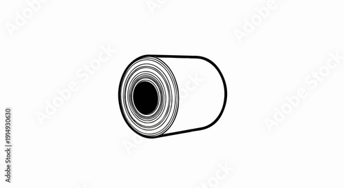 A black and white outline of a roll of paper with a thick black border