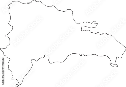 Map of Dominican Republic Stroke Outline Shape Editable Design Transparent Background Vector