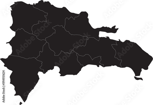Map of Dominican Republic with Administrative Jurisdiction Regions Editable Design Vector