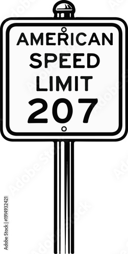 A black and white graphic of a road sign indicating a speed limit of 207
