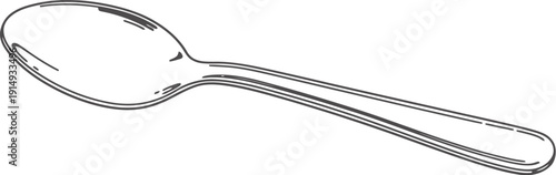 Simple sketch of a spoon lying horizontally black lines minimal detail silhouette