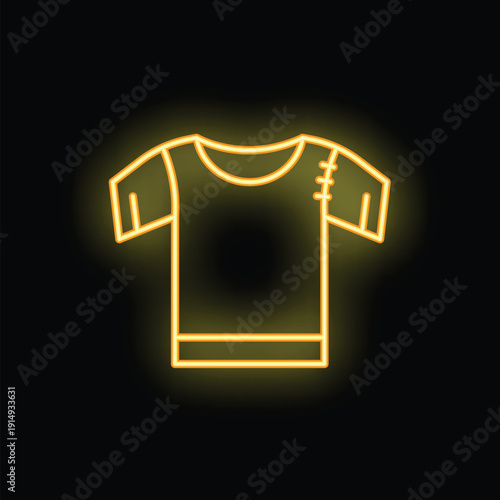 Bright yellow neon sign depicting a torn t shirt, perfect for attracting attention to a clothing store or vintage boutique