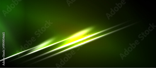 Abstract green background features bright diagonal lines, glowing center. Dark shades create dramatic visual effect. Simple, modern design.