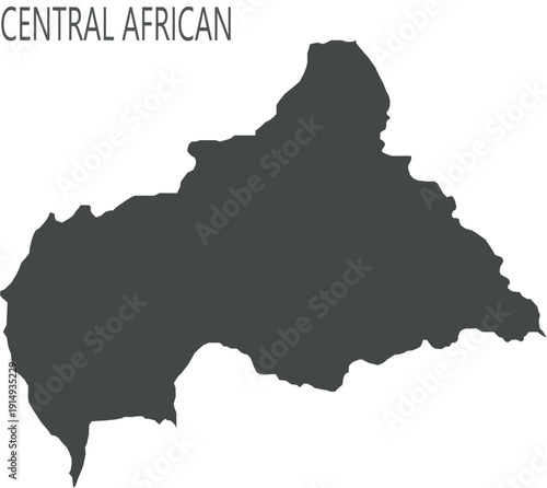 Vector Illustration of the Black Map of Central African Republic on White Background