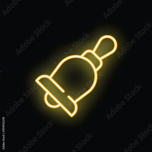 Glowing neon sign of a bell ringing, perfect for grabbing attention