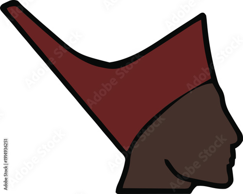 Lower Egypt Pharaoh Northern Egypt Ancient Egyptian King Icon with Red Crown Illustration.