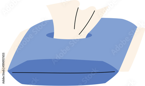 Hand Draw Antibacterial Wet Wipes, Blue Baby Wipes illustration