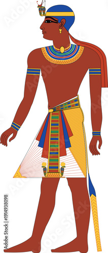 Ancient Egyptian Kushite King Nubian Pharaoh Editable Vector Illustration