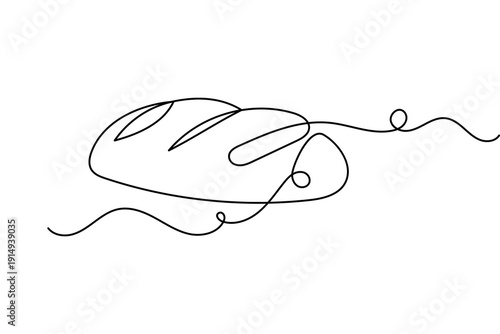 Long loaf bread icon continuous one line drawing and minimalist style isolate outline vector