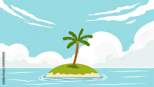 view of small island with sea with bright blue sky, nature background