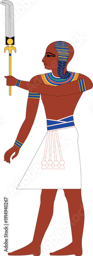  Egyptian Prince Ancient Egypt Royal Son of Pharaoh Deity Vector Color Illustration.