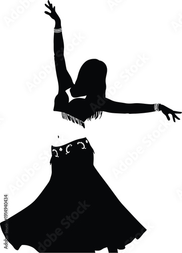 A graceful dancer in motion captured as a striking black silhouette