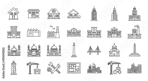 Colorful travel and navigation icons arranged in a grid pattern