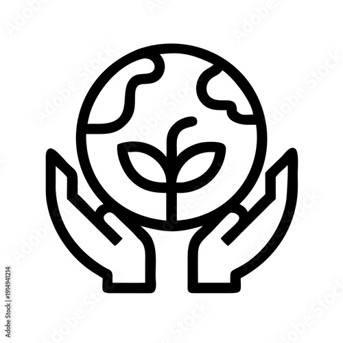 Hands cradling a globe with a sprouting plant symbolizing global sustainability and care for nature