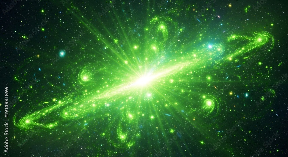 Fototapeta premium Vibrant Green Celestial Body in Space.