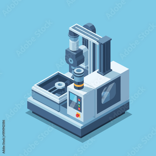 Isometric CNC Machine, Industrial Manufacturing Equipment, Automated Production