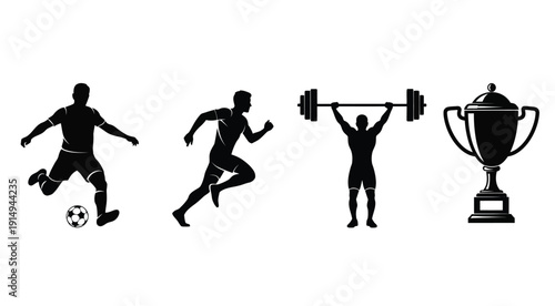 Soccer players in action with a ball dynamic pose a striking silhouette