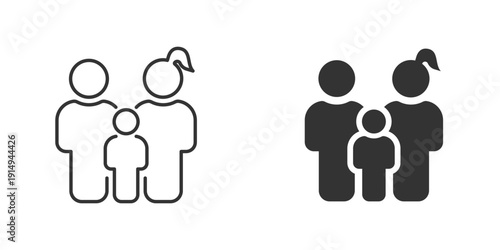 Family icon set. Set of icons people, mother, father, children, baby, parents, couples, pregnant mothers. Solid editable icon family collection. Vector illustration.