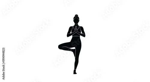 A lone tree stands against a bright minimalist white background silhouette