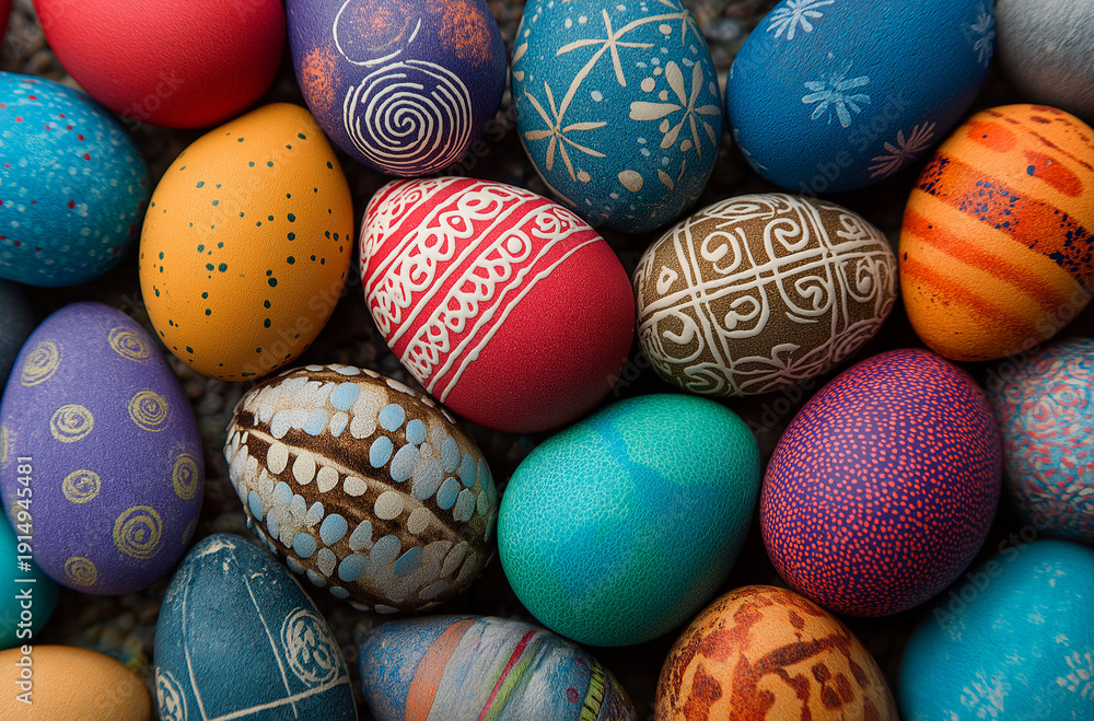 Fototapeta premium Vibrant Easter eggs with unique patterns and colors