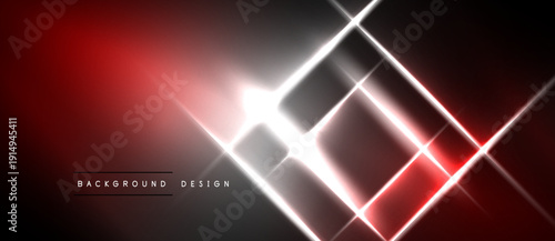 Abstract red, black design. Glowing lines form geometric shapes, creating dynamic visual effect. Modern, sleek presentation.