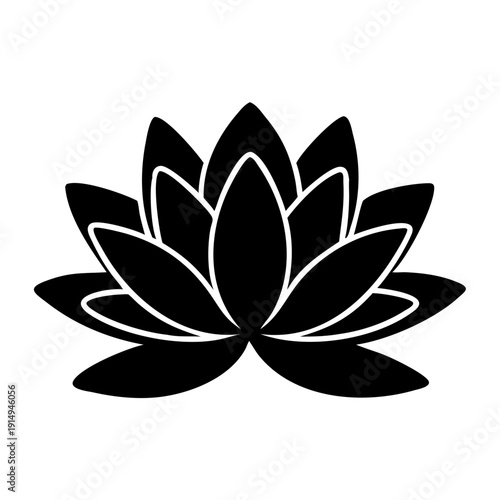 Elegant black and white lotus flower symbolizing purity and enlightenment