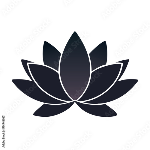 Elegant black and white lotus flower symbolizing purity and enlightenment.