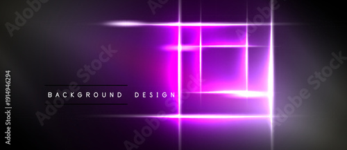 Abstract purple neon lines form geometric shapes over dark background. Modern design element for digital projects.