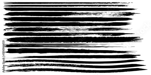 Set of wavy horizontal lines. Marker hand-drawn line border set and scribble design elements. Lines hand drawn paint brush stroke. Vector set isolated on white. Hand drawn scribble. etc