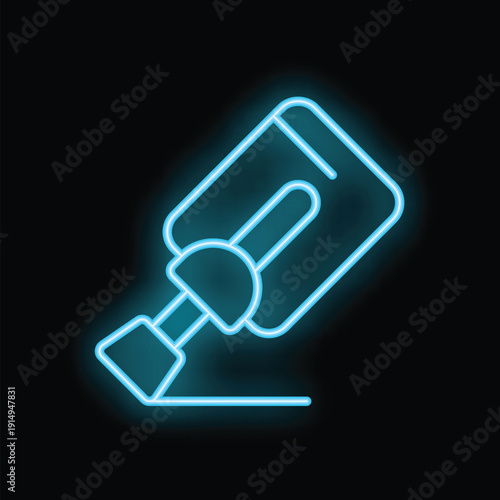 Neon sign of a glue stick drawing a line, great for diy, craft and creativity concepts