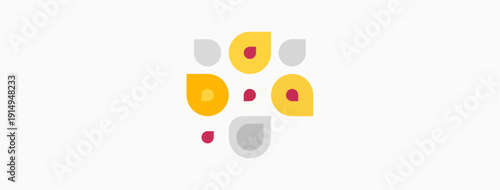 Abstract colorful shapes cluster together. Soft hues create playful composition. Minimalist design, simple forms, modern aesthetic.