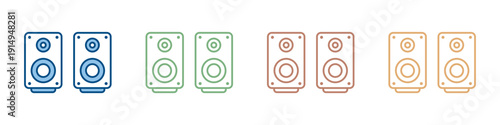 Speaker Box Icon Set Multiple Style Collection 