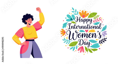 Empowered woman celebrating International Women's Day with confidence and joy