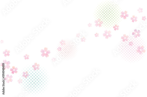 春の風になびく桜吹雪　背景フレーム