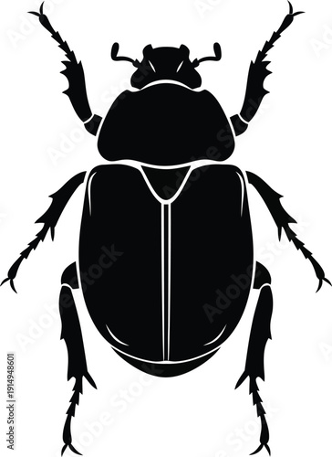 Dung beetle silhouette pushes a large sphere forward in profile view.