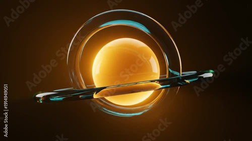 Wallpaper Mural Abstract Glowing Orb With Rotating Ring, 3d Render Torontodigital.ca