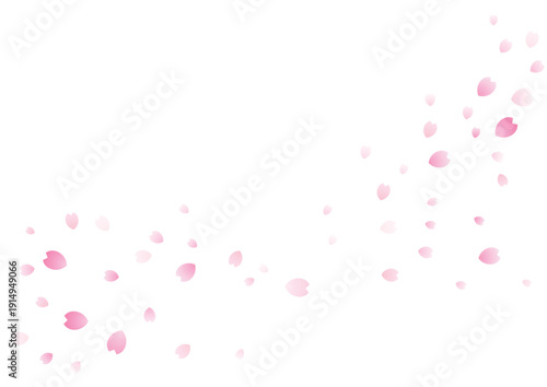 春の風になびく桜吹雪　背景フレーム