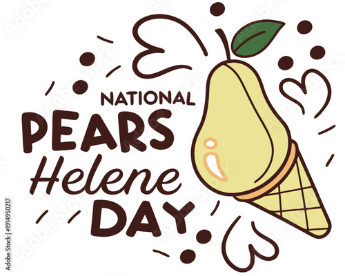 National Pears Helene Day Celebration Vector, Classic Dessert and Culinary Design
