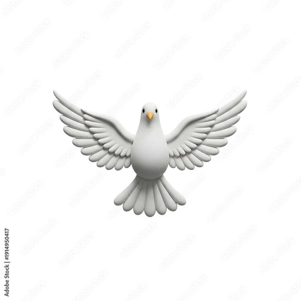 Obraz premium A White Dove in Mid-Flight with Outstretched Wings Symbolizing Peace and Freedom